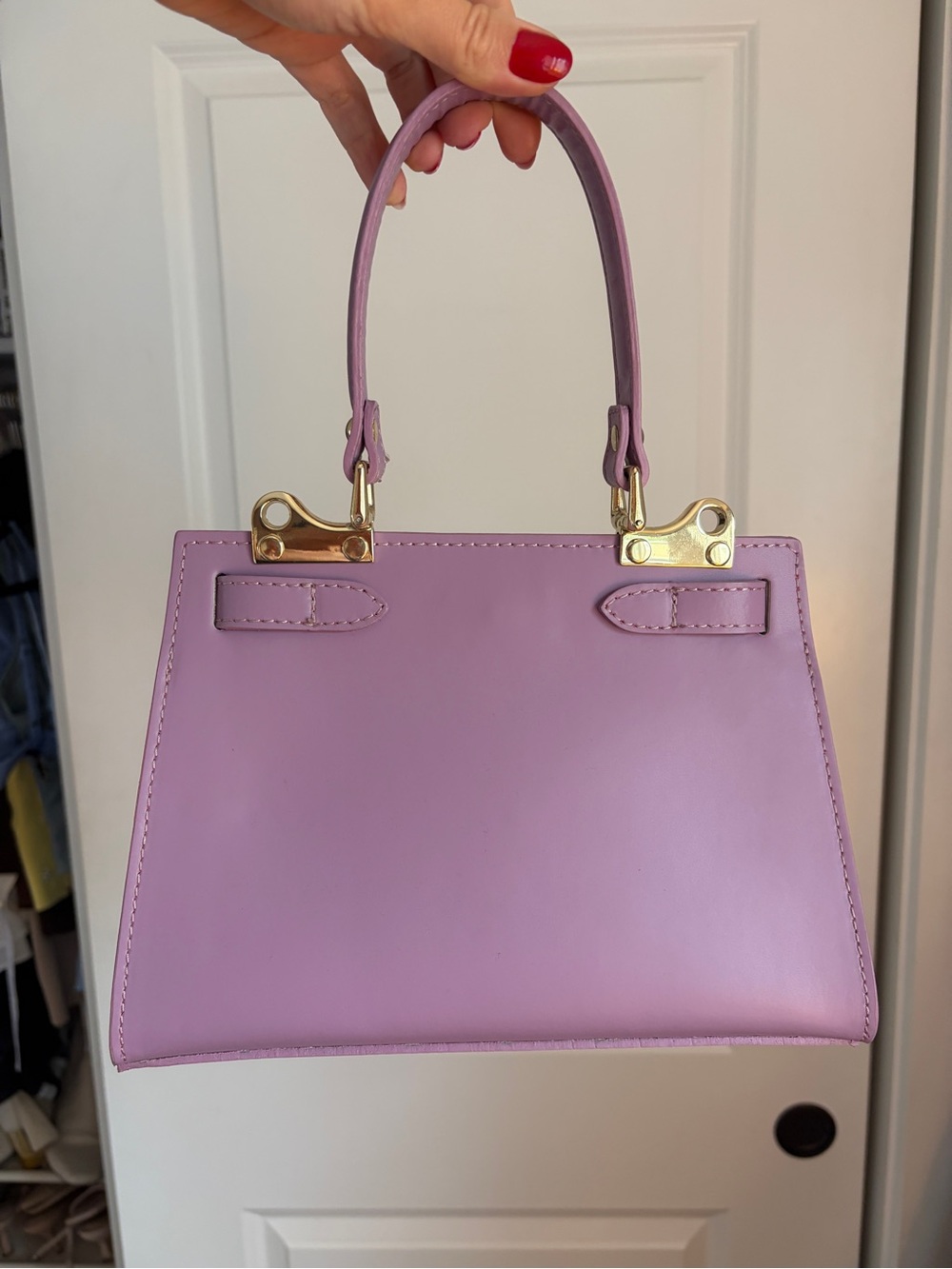 Italian Leather Lilac Top-Handle purse - Picture 2 of 6